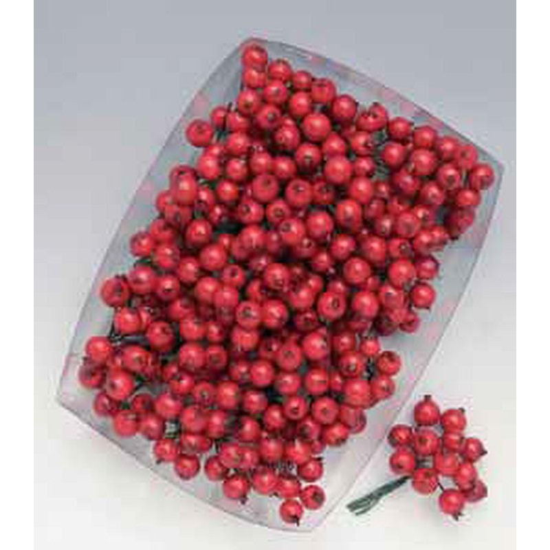 Mazzetto di bacche x12 14mm rosso
