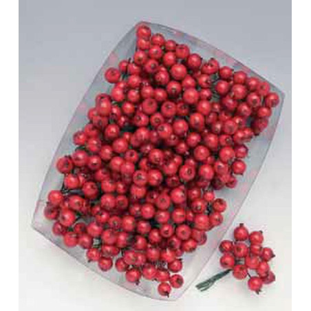 Mazzetto di bacche x12 14mm rosso