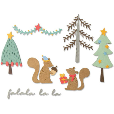 Fustella Sizzix Thinlits Scoiattoli Natalizi by Lisa Jones