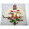 Fustella M Pettirosso con cappello di Babbo Natale e vischio