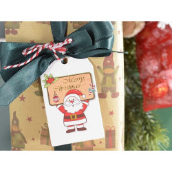 Tag packaging di Natale da 30 pezzi con rotolo di corda e 2 timbri