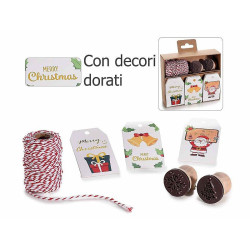 Tag packaging di Natale da 30 pezzi con rotolo di corda e 2 timbri
