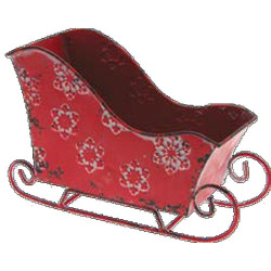 Slitta in metallo rossa 26x17x11 cm