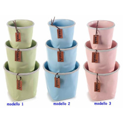 Set 3 vasi in ceramica opaca con bordo grigio chiaro modello a scelta