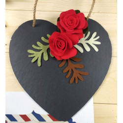 Lavagnetta in ardesia con cordoncino a cuore 25x25 cm