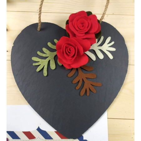 Lavagnetta in ardesia con cordoncino a cuore 25x25 cm