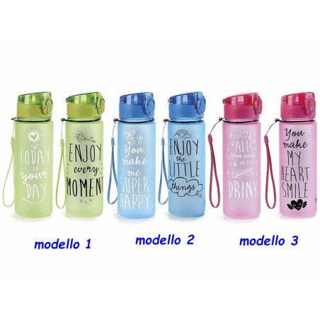 Borraccia 500 ml tritan colorata "Messaggi in bottiglia" colore a scelta