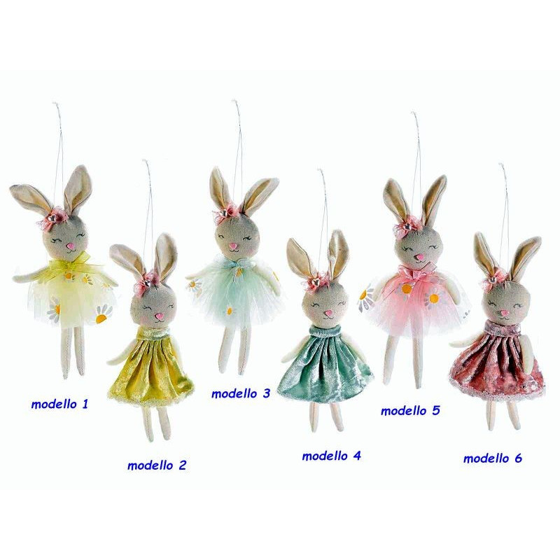 Coniglietto con vestito in tulle/velluto da appendere modello a scelta