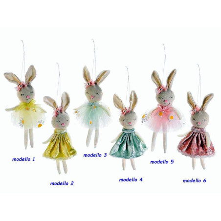 Coniglietto con vestito in tulle/velluto da appendere modello a scelta