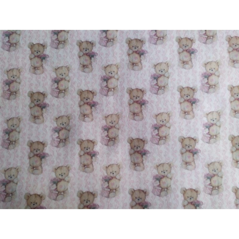 Pannolenci stampato 1mm Orsetto vintage rosa misura a scelta