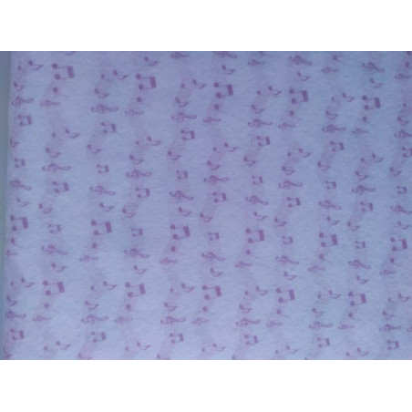 Pannolenci stampato 1mm Note musicali rosa misura a scelta