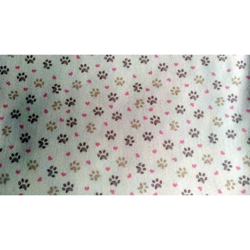 Pannolenci stampato 1mm Impronte gattino rosa misura a scelta