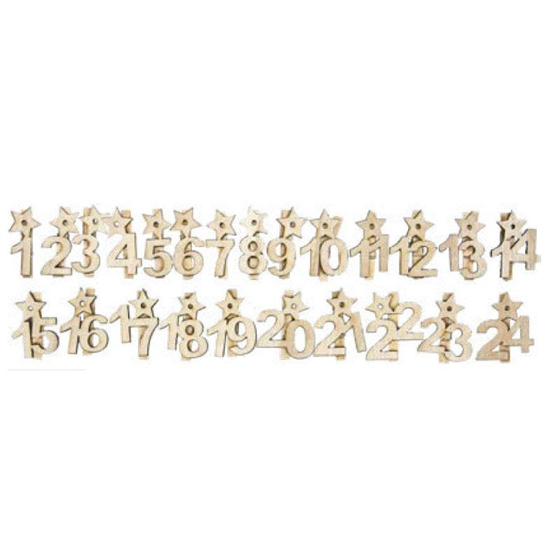 Numeri in legno con clip da 1 a 24 alt 5 cm