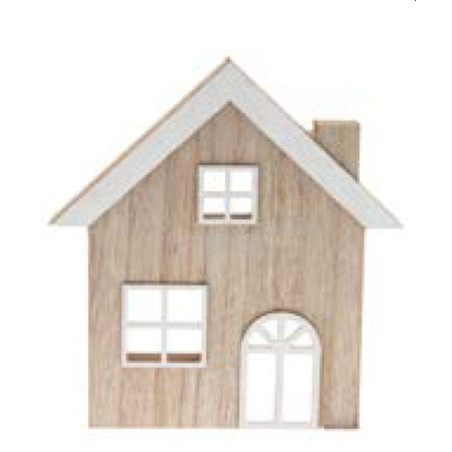 Casetta in legno naturale bianco 18x17x2 cm