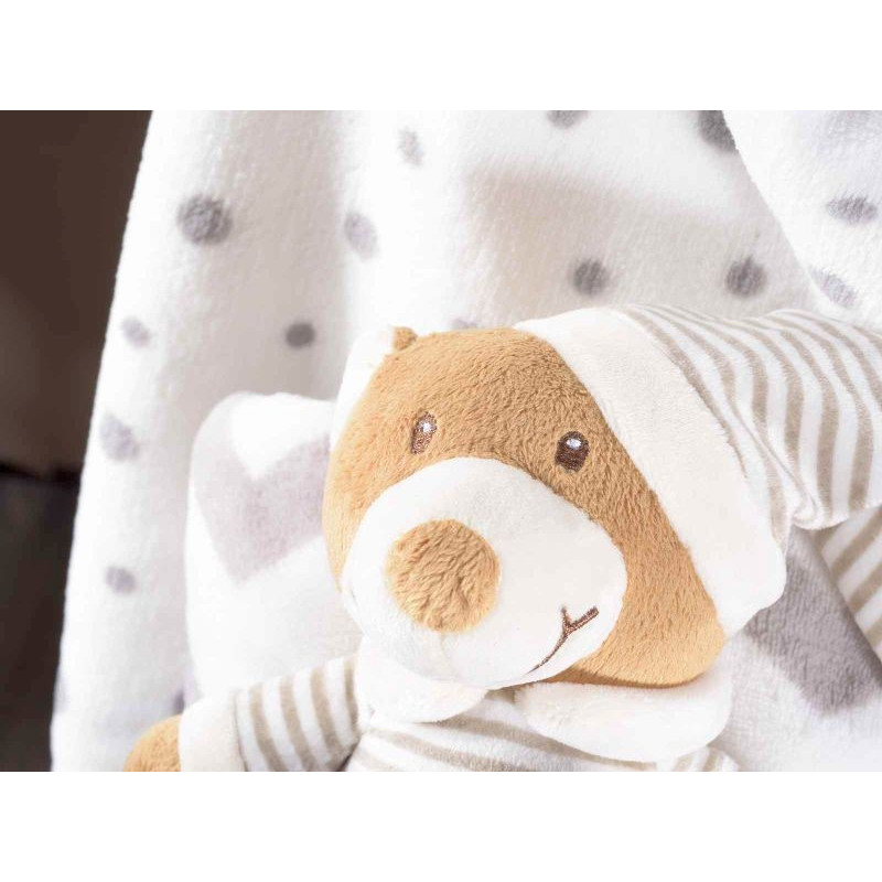 Coperta Morbida Per Bambini 75x100 Cm – Tema Animali (Giraffa, Orso, Coniglio) – Retro A Punti In Micro Velluto – Peso 300g - 2