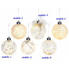 Pallina in vetro con decori glitter e luce led in espositore modello a scelta