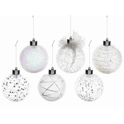 Pallina in vetro con decori glitter e luce led in espositore modello a scelta