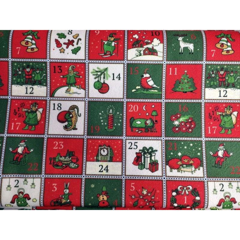 Pannolenci stampato 1mm fantasia calendario avvento 50x40 cm