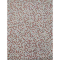 Pannolenci 1 mm effetto pizzo con fiori base corallo fiori bianchi 25x45 cm