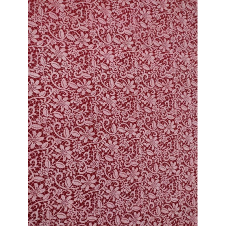 Pannolenci 1 mm effetto pizzo con fiori base corallo fiori bianchi 25x45 cm