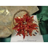 Pannolenci 1 mm simil pelle effetto dorato su base rossa 50x50 cm