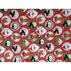 Pannolenci stampato 1mm Renna pinguino elfo e Babbo Natale 45x50 cm