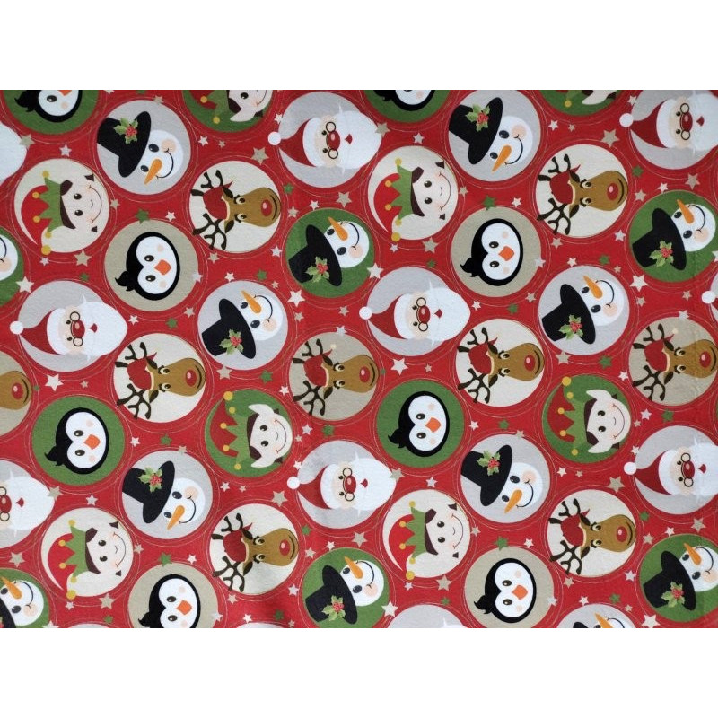 Pannolenci stampato 1mm Renna pinguino elfo e Babbo Natale 45x50 cm
