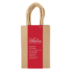 CREATE CHRISTMAS MINI KRAFT GIFT BAGS (5PK) - BROWN KRAFT