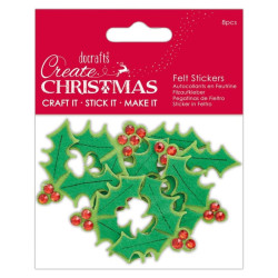 FELT HOLLY STICKERS (8 PCS) - CREATE CHRISTMAS