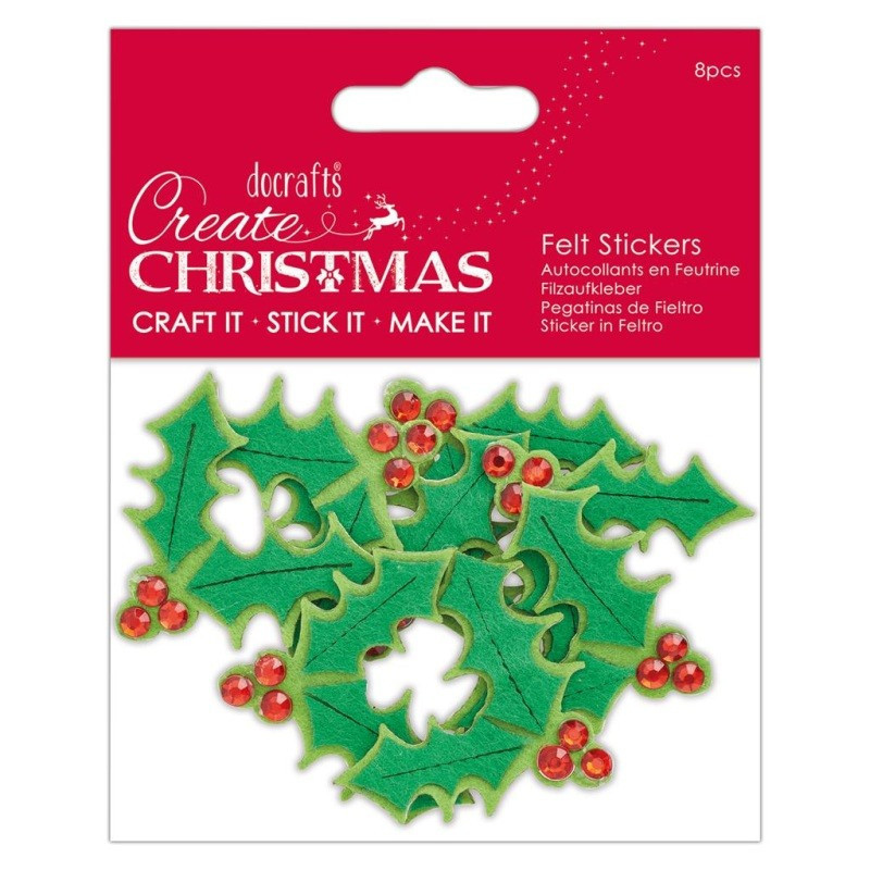 FELT HOLLY STICKERS (8 PCS) - CREATE CHRISTMAS