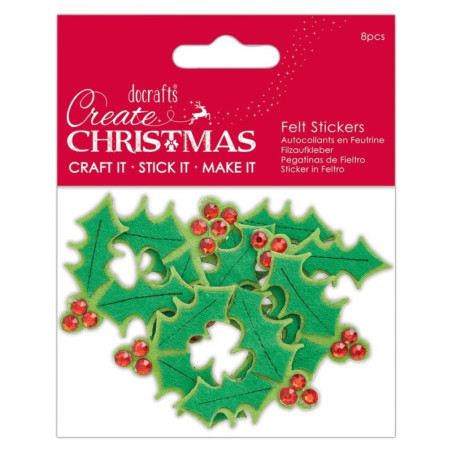 FELT HOLLY STICKERS (8 PCS) - CREATE CHRISTMAS