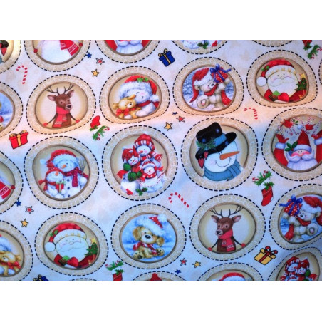 Pannolenci stampato 1mm Pupazzi di neve e Babbo Natale 50x75 cm