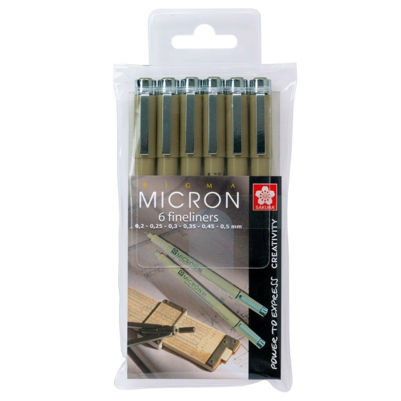 Sakura Fineliner Pigma micron set Nero 6pezzi