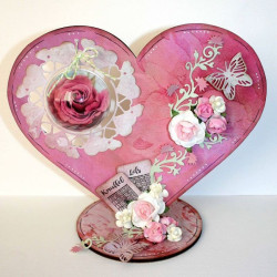 Cuore in legno con pallina trasparente 5 cm