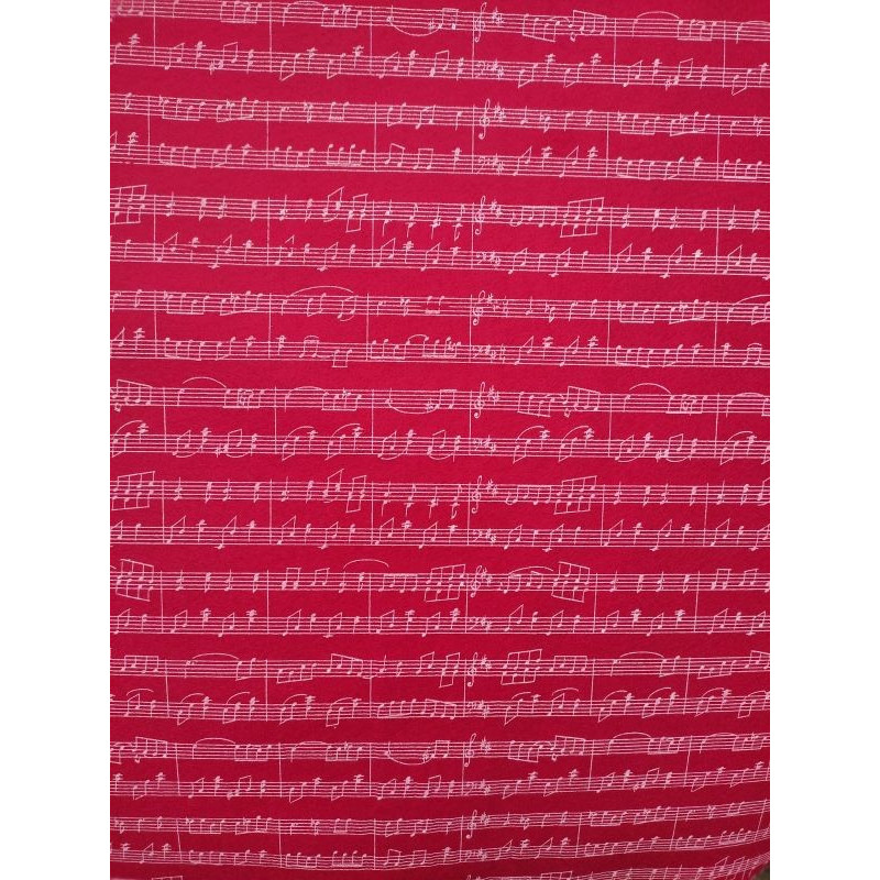 Pannolenci morbido note musicali Fustellomania 1mm  - 1 foglio 45x50 cm base bordeaux