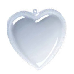 Cuore di plastica trasparente apribile 2 parti - 14 cm