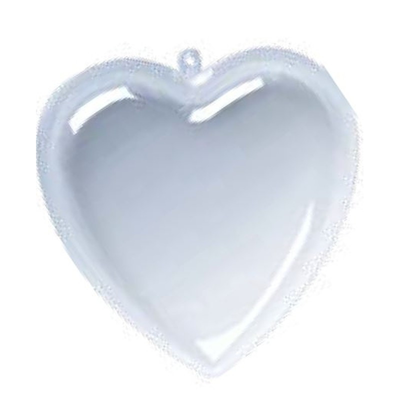 Cuore di plastica trasparente apribile 2 parti - 14 cm