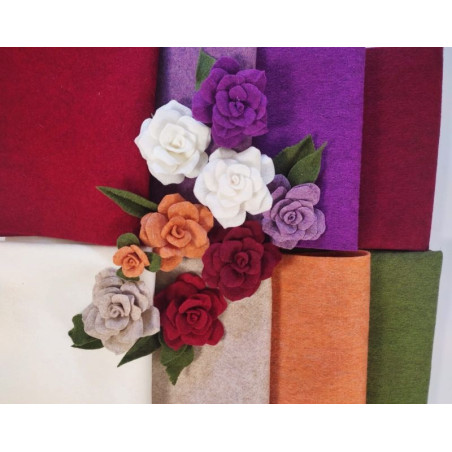Feltro lana termoformabile 2 mm  - KIT 8 colori per Rose perfette