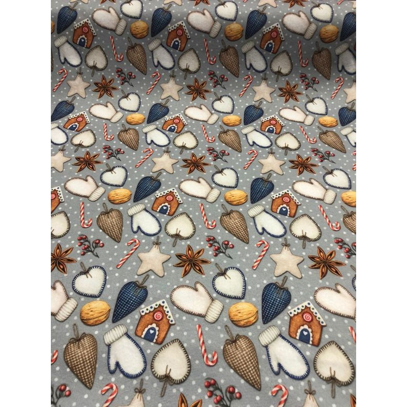 Pannolenci stampato 1mm Fiocchi di neve rossi 50x90 cm