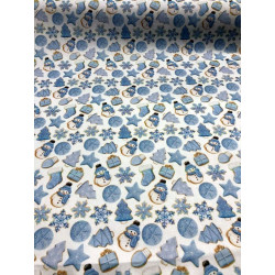 Pannolenci stampato 1mm Pupazzo di neve e fiocchi 50x90 cm