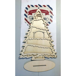 Albero di Natale in legno con supporto base ovale 29x40 cm