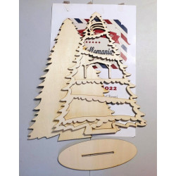 Albero di Natale in legno con supporto base ovale 29x40 cm