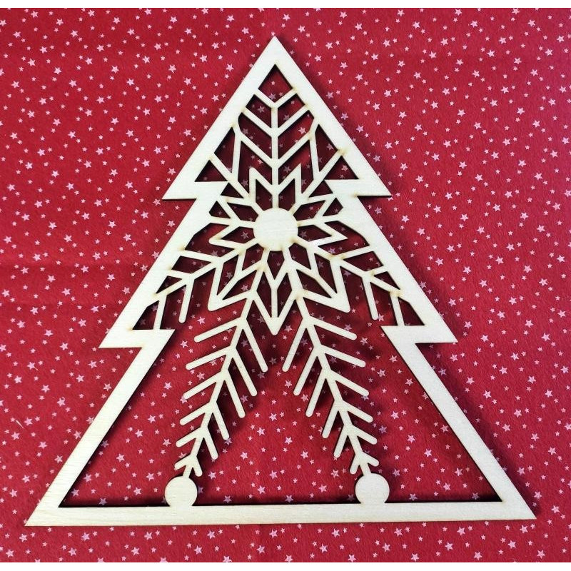 Albero grande con snowflake in legno