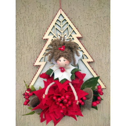 Albero grande con snowflake in legno