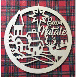Paesaggio grande Buon Natale in legno