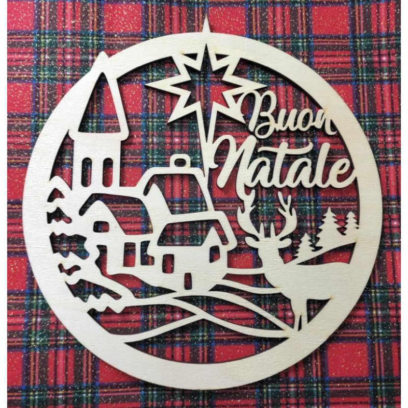Paesaggio grande Buon Natale in legno