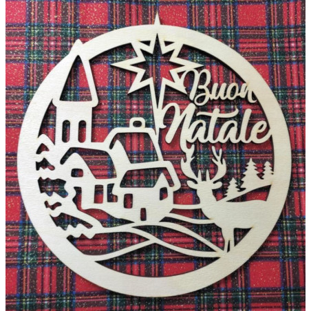 Paesaggio grande Buon Natale in legno