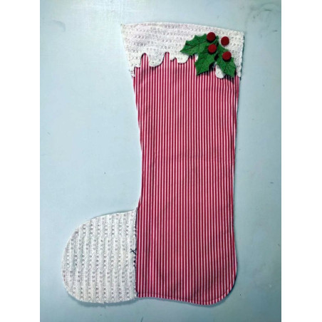 Fustella XXL Calza Befana grande con bordo di neve e agrifoglio