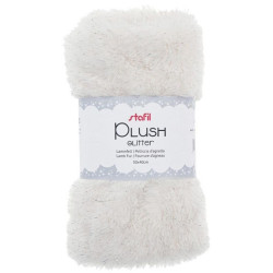 Tessuto peluche bianco con glitter argento 30x40