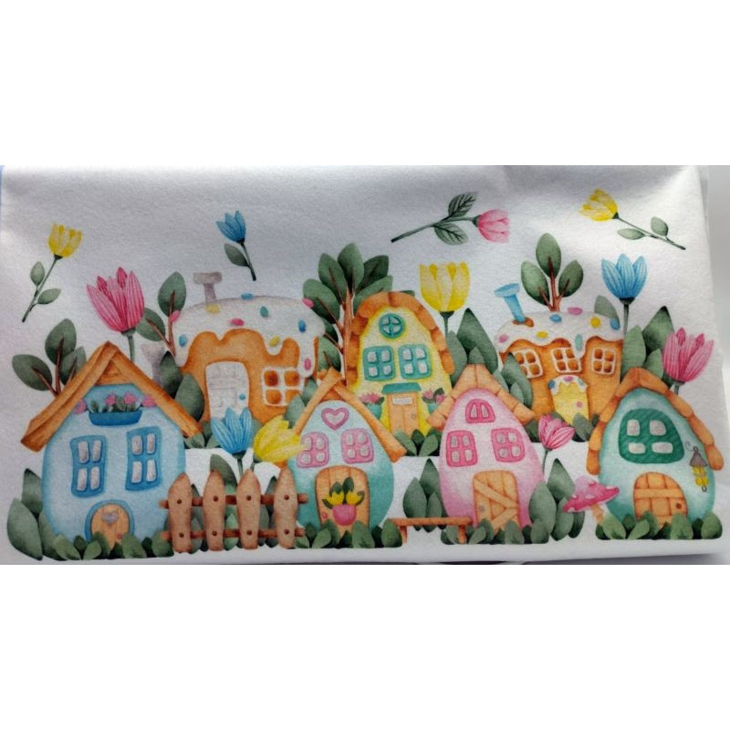 Pannello in pannolenci Fustellomania Villaggio primavera 1mm 50x30 cm